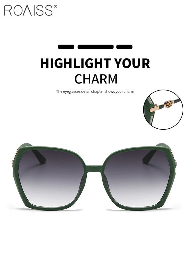 roaiss - Women's Square Sunglasses, UV400 Protection Sun Glasses with Sequin Side Design, Fashion Anti-glare Sun Shades for Women with Glasses Case, 54mm, Green - Image 1