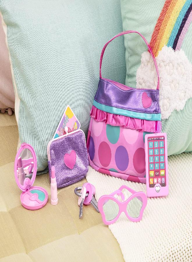 Play Circle by Battat - Princess Purse Style Set - Pretend Play Multicolor Handbag and Fashion Accessories - Toy Makeup, Keys, Lipstick, Credit Card, Phone, and More for Kids Ages 3 and Up (8 pieces) - Image 5