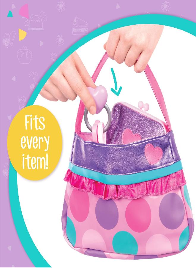 Play Circle by Battat - Princess Purse Style Set - Pretend Play Multicolor Handbag and Fashion Accessories - Toy Makeup, Keys, Lipstick, Credit Card, Phone, and More for Kids Ages 3 and Up (8 pieces) - Image 4