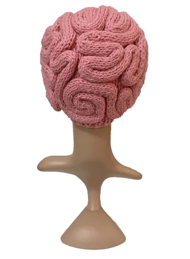 BIBITIME Unisex Handmade Knitted Brain Beanie Cap Halloween Hat Christmas Hats (Made to fit Average Adult, Pink) - Image 4