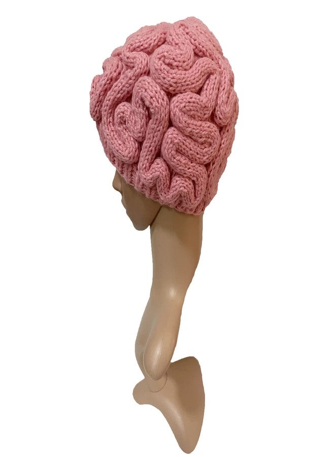 BIBITIME Unisex Handmade Knitted Brain Beanie Cap Halloween Hat Christmas Hats (Made to fit Average Adult, Pink) - Image 3