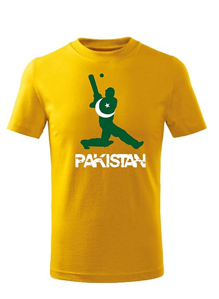 Pakistan Cricket World Fans T-shirts Supporting the Team Pakistan Jersey T-shirts For Men | Women | Kids to win the World Cup  (Yellow) (Design 2)