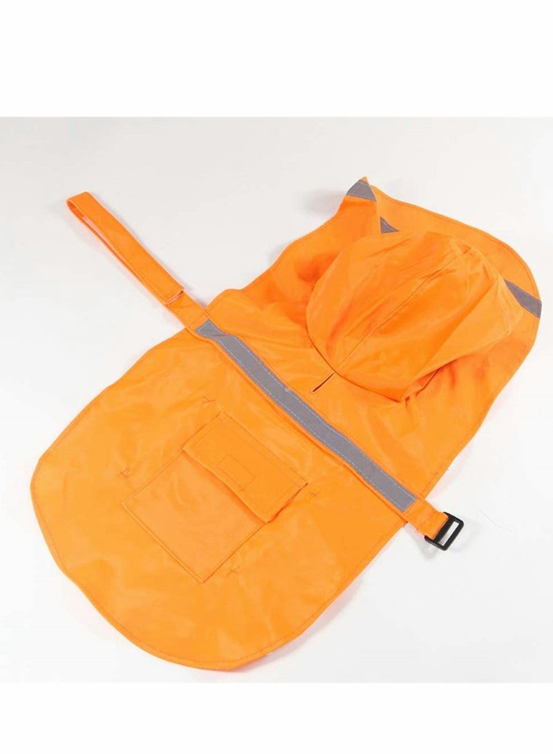 Large Dog Raincoat with Reflective Strip - Waterproof Lightweight Poncho Jacket for Outdoor Walking, Breathable Windproof Hoodie for Pets, Orange - Image 3