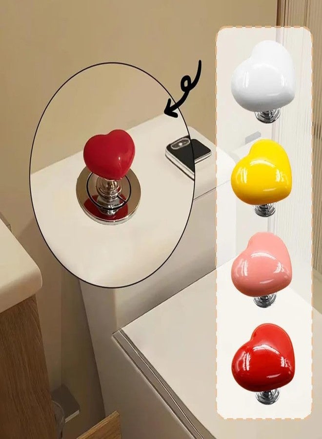 UtySty 4 Pack Toilet Push Button Pusher Heart Shape Adhesive Press Extension Handle Helper Long Nail Saver Gadgets for Toilet Flush Valve Button Smart Bidet Toilet One Piece Toilet Bathroom - Image 4