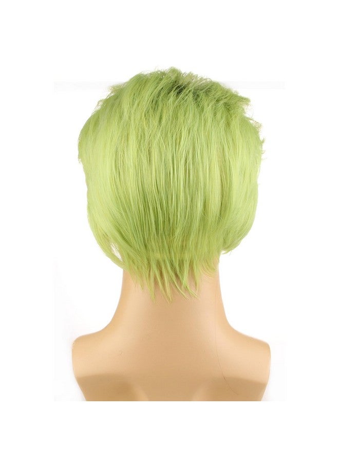 BERON Mens Green Ombre Wig Short Straight Wigs for Boys Cool Black Ombre Green Hair Wigs for Halloween Costume Cosplay - Image 4