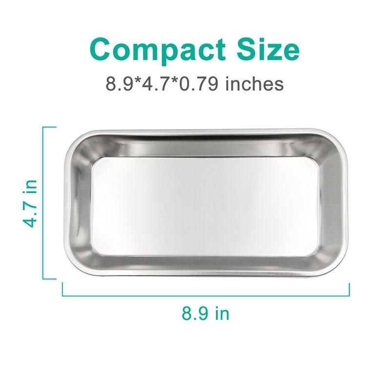 Yzurbu 3pcs Metal Tray, Stainless Steel Tray for Tattoo Supplies, Resin, Bathroom, Lab Instrument - Image 5