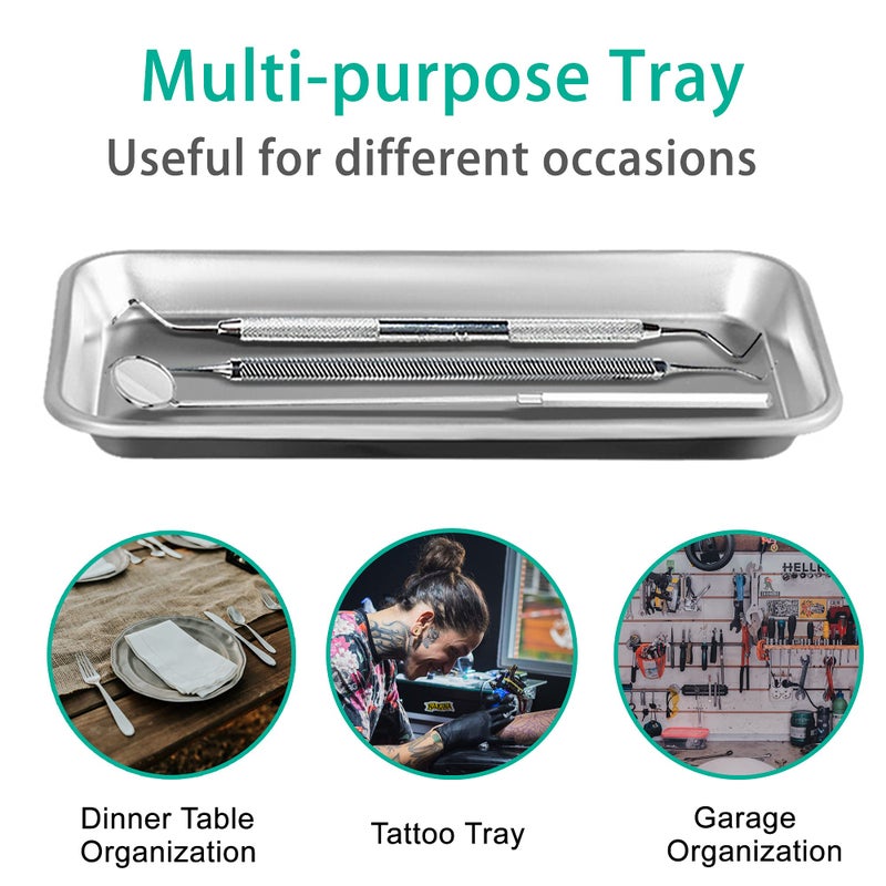Yzurbu 3pcs Metal Tray, Stainless Steel Tray for Tattoo Supplies, Resin, Bathroom, Lab Instrument - Image 4