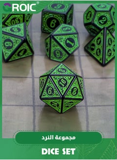 GROIC Polyhedral Dice Set, DND Dice Kit for Table Board Roll Playing Games Dungeons and Dragons RPG MTG Role Playing Table Games (Green Engraved Dice)  - Image 4