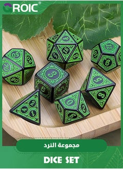 GROIC Polyhedral Dice Set, DND Dice Kit for Table Board Roll Playing Games Dungeons and Dragons RPG MTG Role Playing Table Games (Green Engraved Dice)  - Image 2