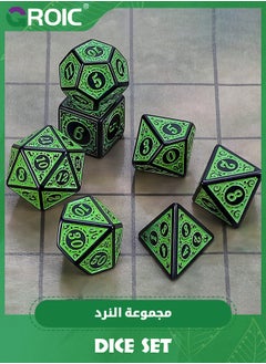 GROIC Polyhedral Dice Set, DND Dice Kit for Table Board Roll Playing Games Dungeons and Dragons RPG MTG Role Playing Table Games (Green Engraved Dice)  - Image 3