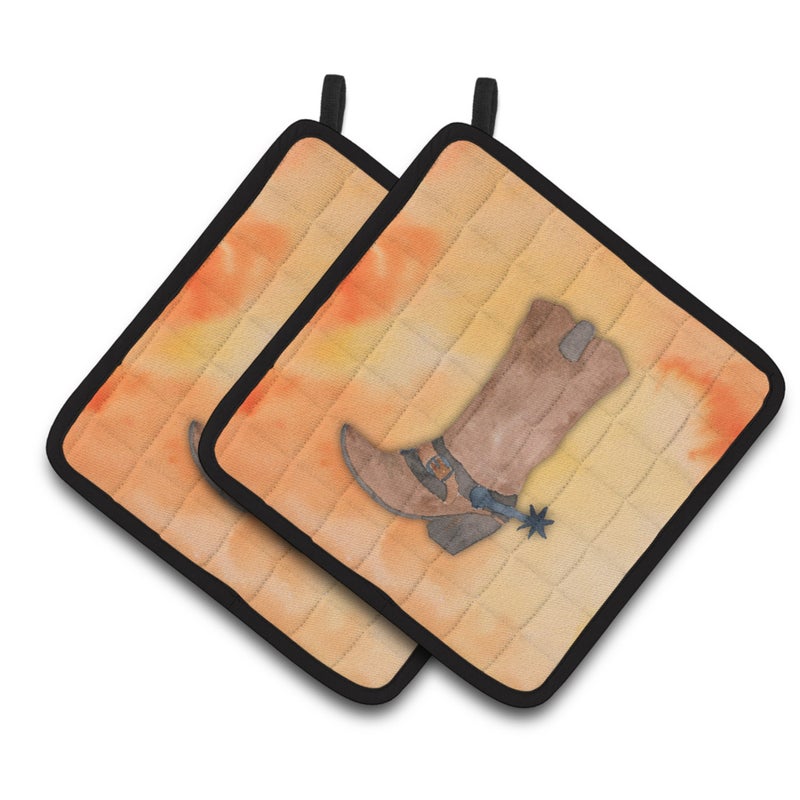 Caroline's Treasures ""Caroline's Treasures Cowboy Boot Watercolor Decorated pot holder  7.5""""H x 7.5""""W  Multicolor""