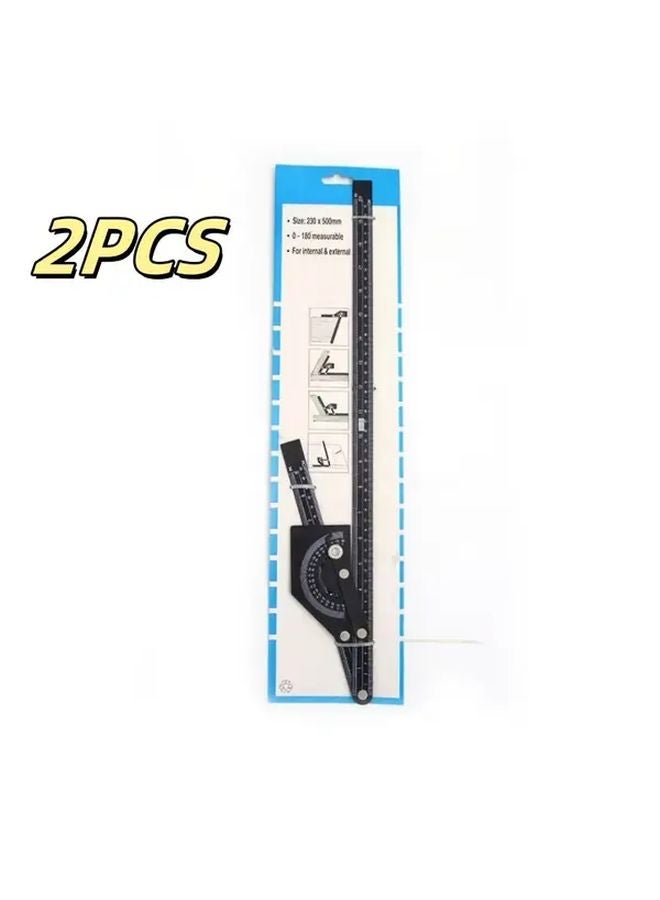 2pcs High Precision Multi Functional Angle Ruler Durable Iron Construction No Battery Needed - Image 1