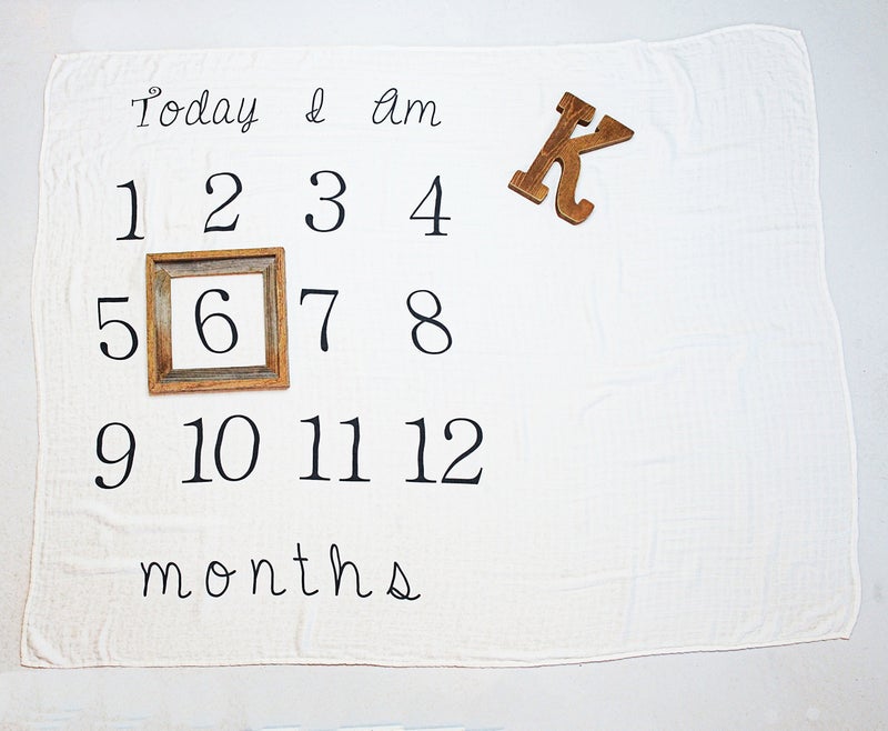 Kiddo Kind Baby Milestone Blanket - 52 x 48 - Makes Unique Photo Props for Babies - Extra Large Monthly Age Blankets Create Personalized Photography for Each Month - Perfect for Expecting Moms - Image 1