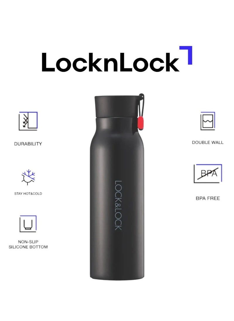 LOCK & LOCK LocknLock Name Tumbler 350ml – Durable BPA-Free Stainless Steel Travel Mug in Black  - Image 1