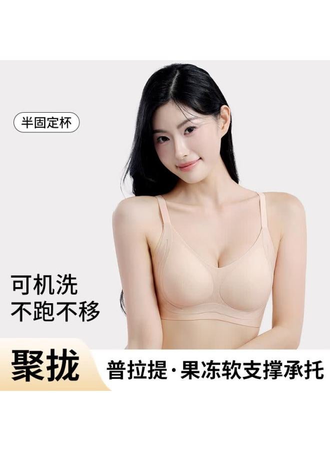 Gujin Small Bust Push-up Anti-sagging Bra Large Bust Minimizing Side Support Adjustable Soft Support Seamless Bra XL