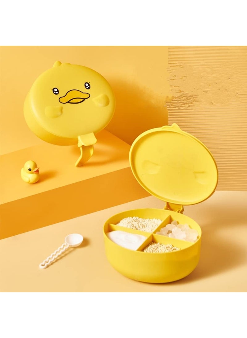 TORIOX FourGrid Integrated Seasoning Box with Spoon Duck Shape Design 4 Partition Rack Spice Pots Seasoning Box Storage Container Masala Box Case Set Storage Box Condiment Dispenser for Kitchen