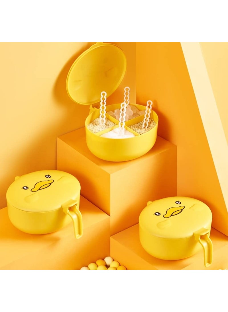 TORIOX FourGrid Integrated Seasoning Box with Spoon Duck Shape Design 4 Partition Rack Spice Pots Seasoning Box Storage Container Masala Box Case Set Storage Box Condiment Dispenser for Kitchen