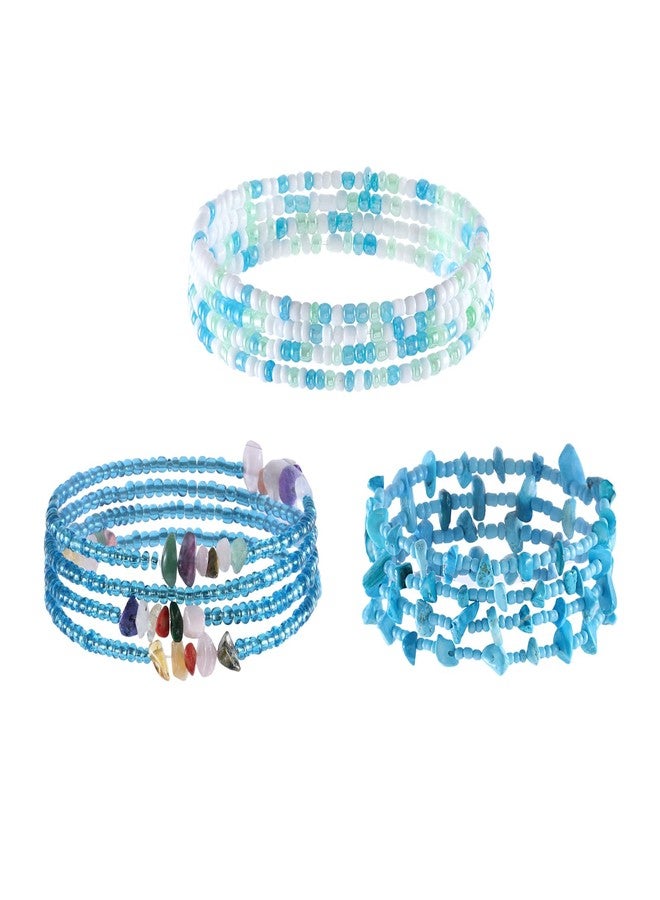 ELABEST African Crystal Waist Beads for Women Stretching 3Pcs Stone Belly Beads Colorful Handmade Beaded Waist Jewelry Accessories Body Chain - Image 1