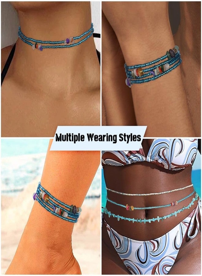 ELABEST African Crystal Waist Beads for Women Stretching 3Pcs Stone Belly Beads Colorful Handmade Beaded Waist Jewelry Accessories Body Chain - Image 4