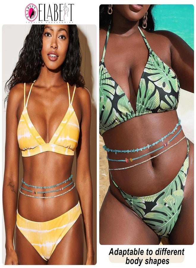 ELABEST African Crystal Waist Beads for Women Stretching 3Pcs Stone Belly Beads Colorful Handmade Beaded Waist Jewelry Accessories Body Chain - Image 2