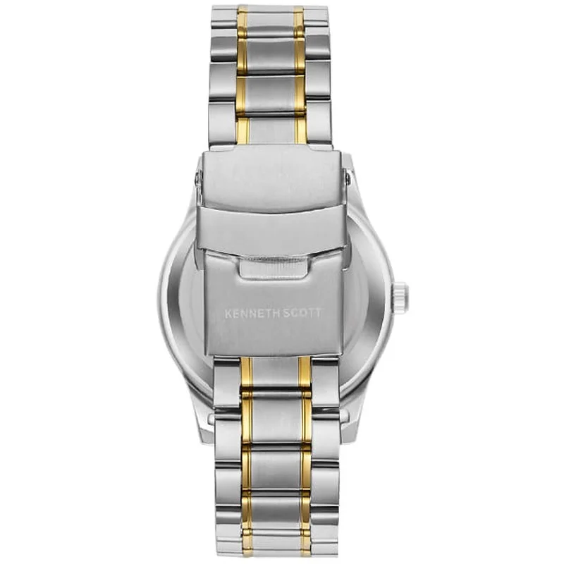 KENNETH SCOTT Men's Japanese Quartz Movement Watch, Analog Display and Bracelet Strap - K23029-TBTW, TT/Gld