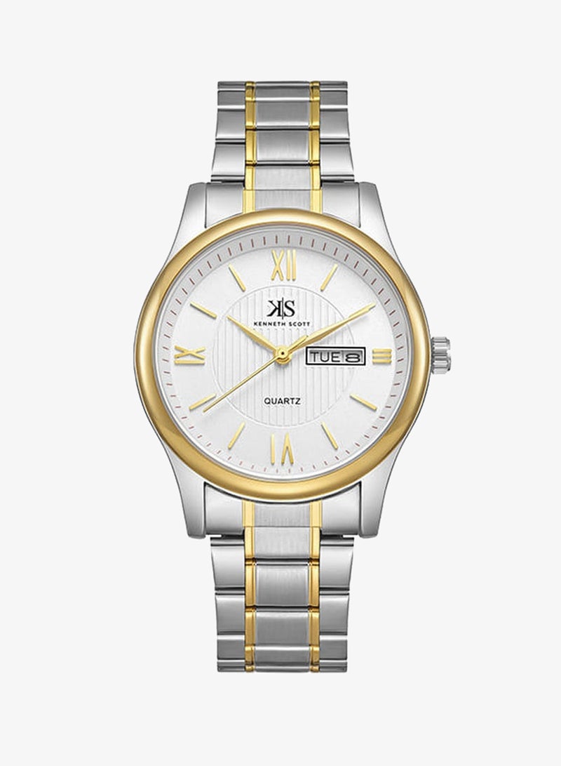 KENNETH SCOTT Men's Japanese Quartz Movement Watch, Analog Display and Bracelet Strap - K23029-TBTW, TT/Gld - Image 1