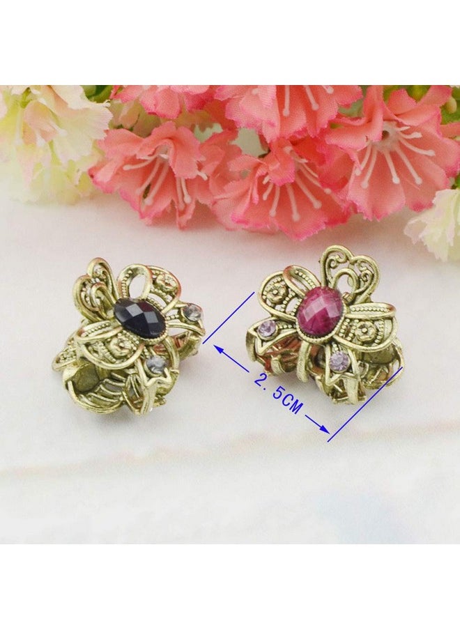Suoirblss 12Pcs Mini Jaw Clips Vintage Chic Metal Alloy Rhinestone Fancy Hair Claw Pins For Women Lady Girls (Style B)  - Image 3