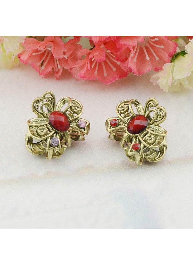 Suoirblss 12Pcs Mini Jaw Clips Vintage Chic Metal Alloy Rhinestone Fancy Hair Claw Pins For Women Lady Girls (Style B)  - Image 5