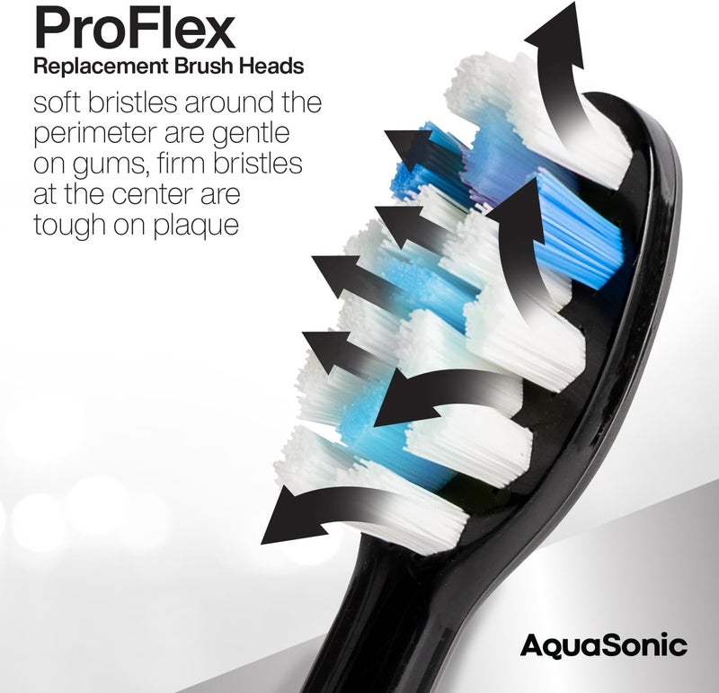 Aquasonic Proflex Brush Head Replacement - Upgraded Proflex Brush Heads for Improved Plaque Removal (8 Pack Black) - Image 3