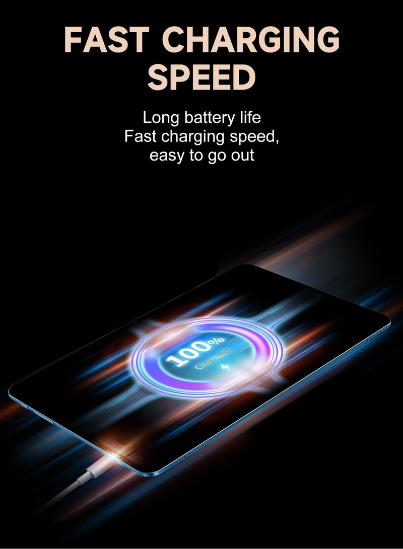 اكس برايم جهاز لوحي ذكي بشاشة HD+ مقاس 10.1 بوصة، يعمل بنظام Android 12، مع لوحة مفاتيح وماوس، ومعالج ثماني النواة، وذاكرة وصول عشوائي (RAM) سعة 12 جيجابايت + ذاكرة قراءة فقط (ROM) سعة 512 جيجابايت، وشريحتي اتصال، وشبكة 5G، وجهاز تعليمي للطلاب، باللون الذهبي - Image 5