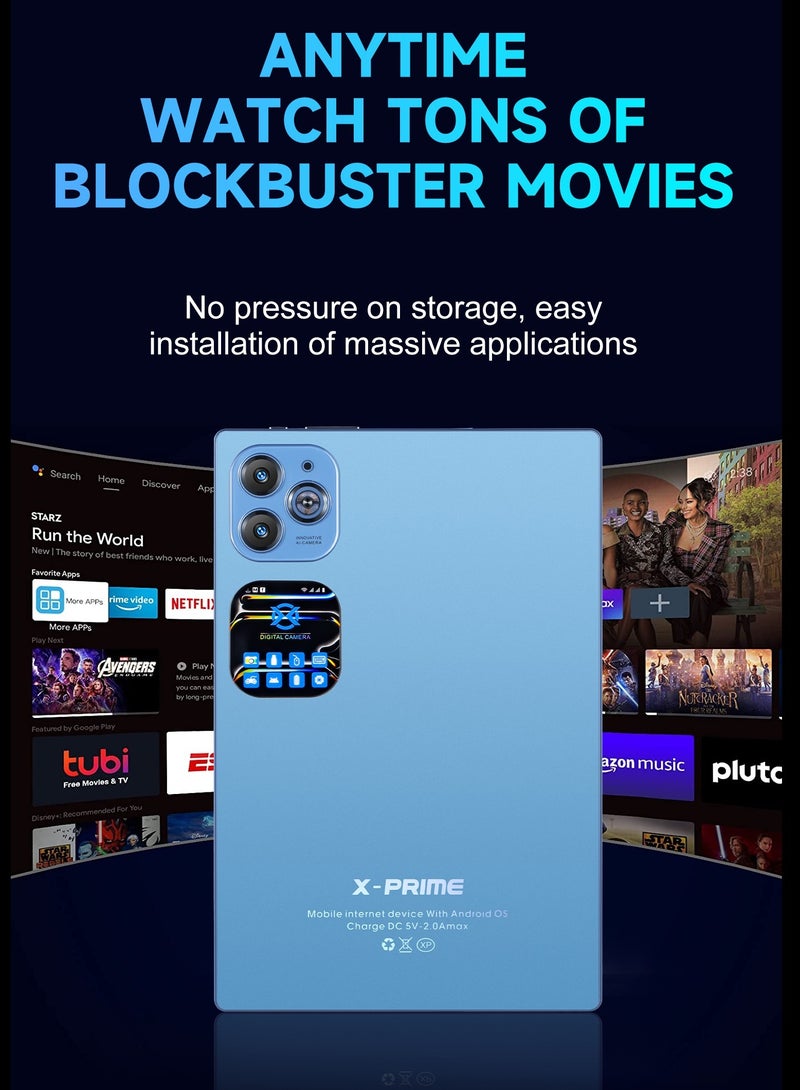 اكس برايم جهاز لوحي ذكي بشاشة HD+ مقاس 10.1 بوصة، يعمل بنظام Android 12، مع لوحة مفاتيح وماوس، ومعالج ثماني النواة، وذاكرة وصول عشوائي (RAM) سعة 12 جيجابايت + ذاكرة قراءة فقط (ROM) سعة 512 جيجابايت، وشريحتي اتصال، وشبكة 5G، وجهاز تعليمي للطلاب، باللون الذهبي - Image 4