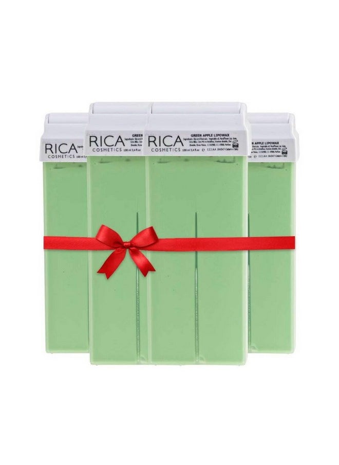 Rica Rica Green Apple Roll on Waxing Kit - Set of 4 Refill wax - 100 ML  - Image 1