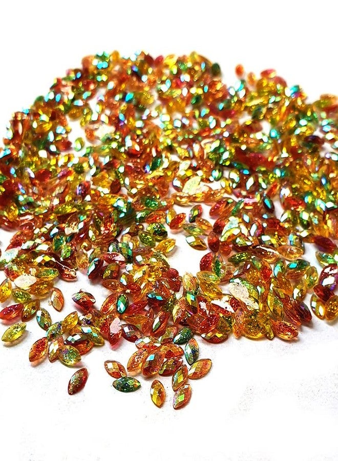 JPM Beads Crystal Glitter Finish Rhinestones Mix Color Boat Shape 5x3mm Size 1440 Pieces Pack