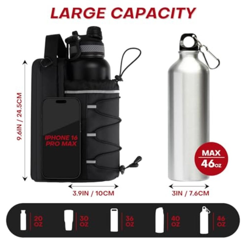 Magnetic Gym Bag Magnetic Water Bottle Bag For Men And Women With Phone Pockets Sports And Travel Use Durable Nylon Fabric 30x15x45 cm Black - Image 5
