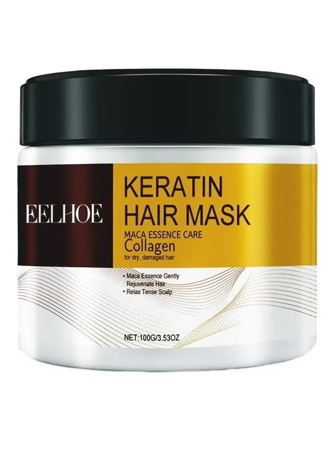EELHOE Collagen Hair Treatment Deep Repair Conditioning Argan Oil Collagen Hair Mask Essence for Dry Damaged Hair All Hair Types 100g - Image 1