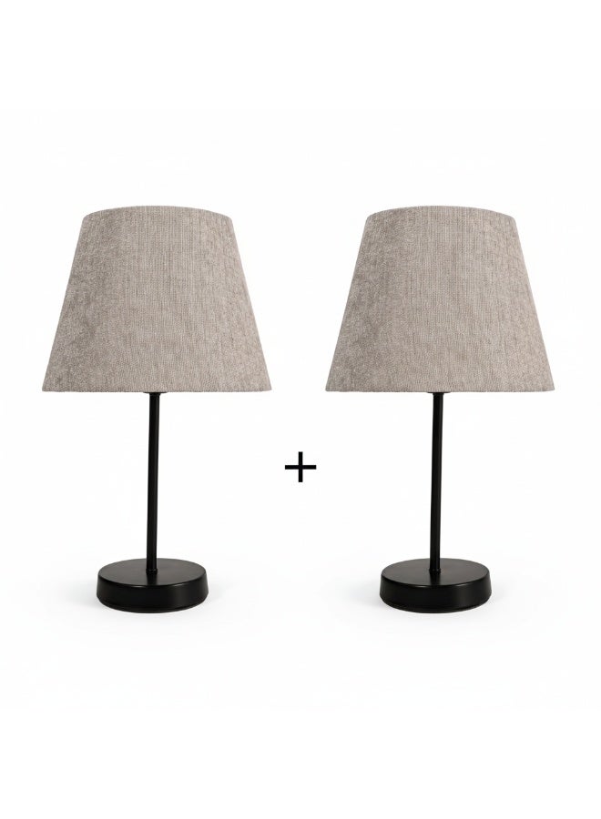 عدد 2 اباجورة شكل مميز وانيق بشابوة قماش فريد لغرف النوم والمعيشة  25x45cm