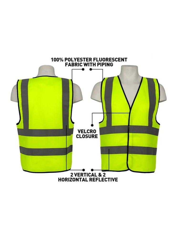 VINSTAR Reflective Safety Vest, High Visibility Breathable Day Night Warning Safety Jacket -100% Polyester Fluorescent Fabric With Piping and 360° Protection!, Velcro Closure ( M)  1  - Image 4