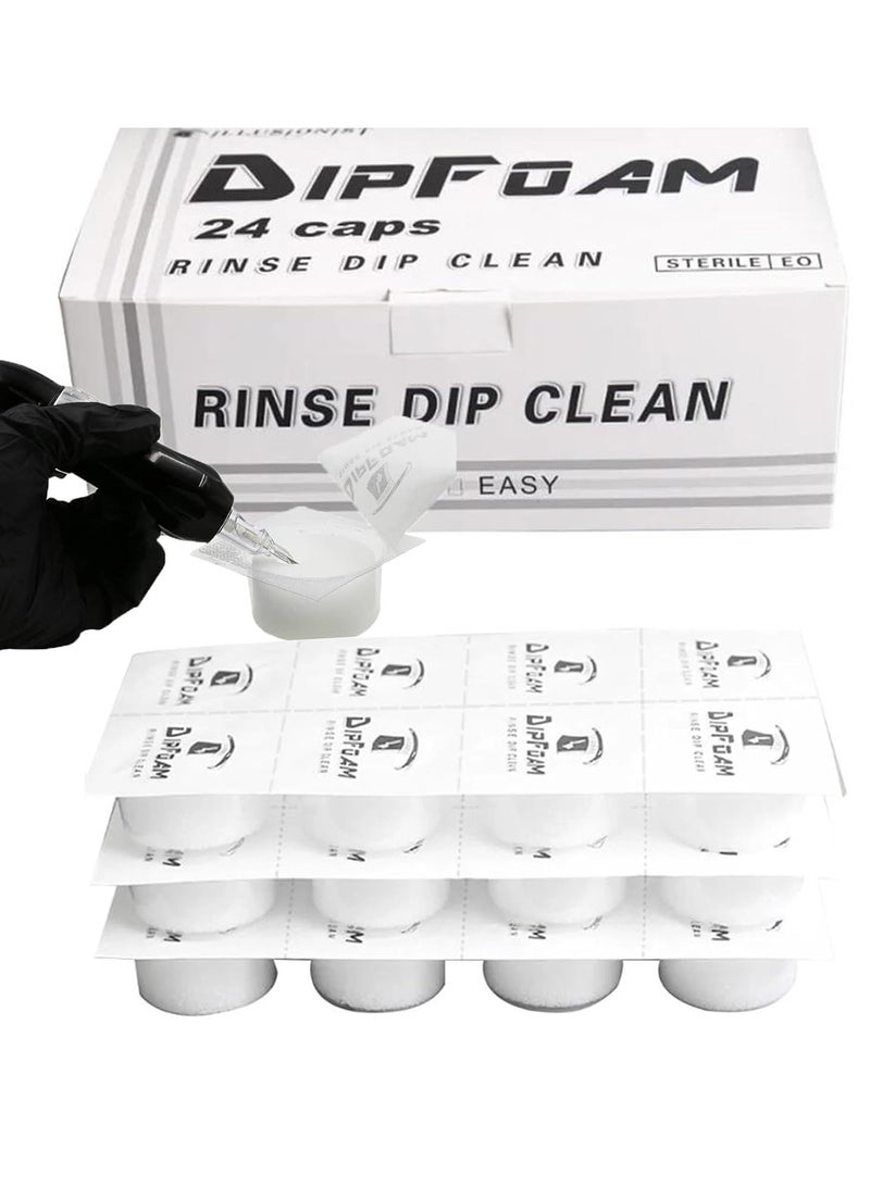 LXIANGN Dip Foam,Professional 24Pcs Tattoo Dip Foam Rinse Cup Disposable Dip Clean Foam Cup Caps Cartridge Dip Foam Cleaning Supplies for Tattoo Needle - Image 1