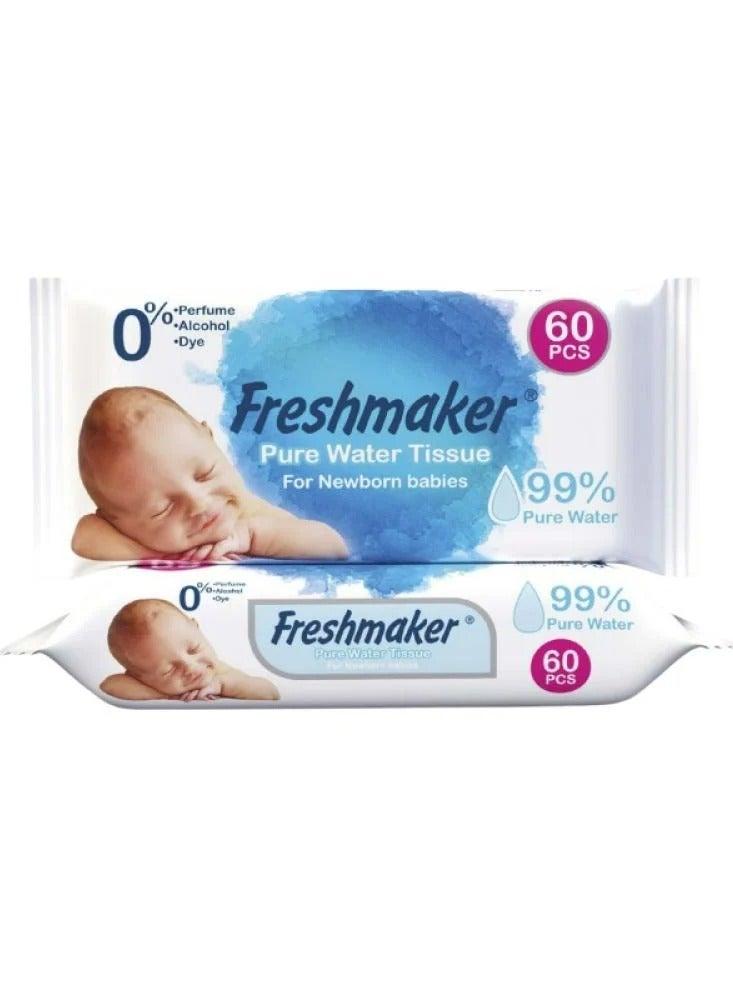 Freshmaker Pure Aqua Baby Wipes 60 Wipes