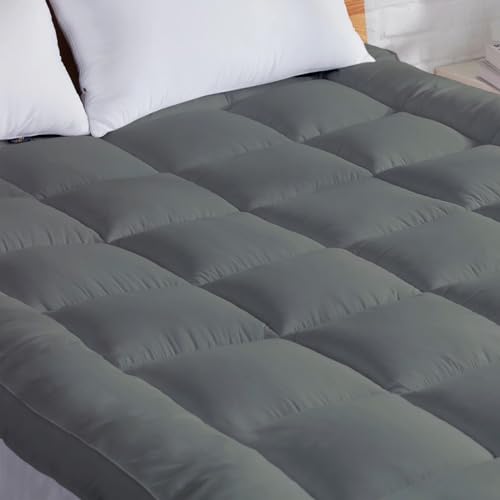 AJISH Luxurious Mattress Topper Double Bed 75X72 | 500 GSM Super Soft Bed Topper Double Bed |2' Inch Hight | Sleep Comfort | Back & Nack Pain Relief | 4 Side Elastic Corner (Grey, 6 X 6.25 Feet) - Image 2
