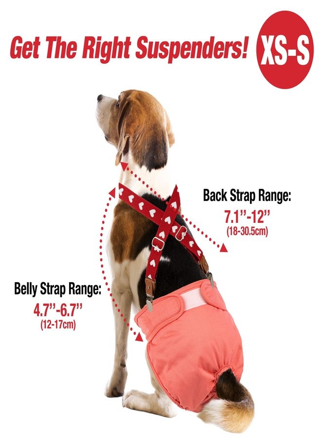 Pet Soft Dog Suspenders 2 Pieces Female Dog Diaper Suspenders for Dogs Diaper Keeper Suspender for Dog Skirt, Dog Dress (Cute Hearts, XS/S) - Image 4