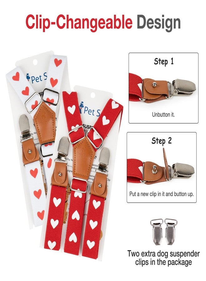 Pet Soft Dog Suspenders 2 Pieces Female Dog Diaper Suspenders for Dogs Diaper Keeper Suspender for Dog Skirt, Dog Dress (Cute Hearts, XS/S) - Image 5