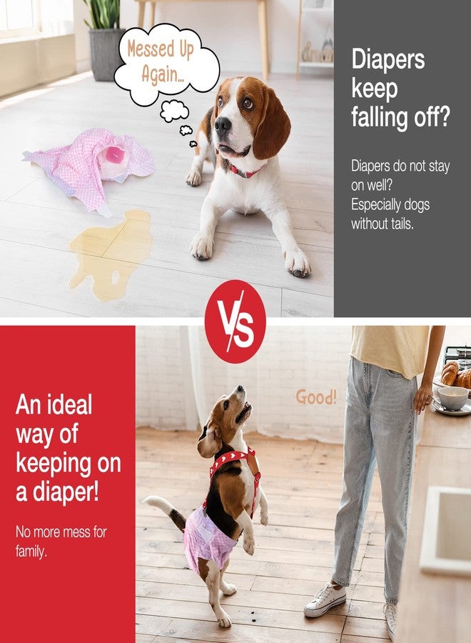 Pet Soft Dog Suspenders 2 Pieces Female Dog Diaper Suspenders for Dogs Diaper Keeper Suspender for Dog Skirt, Dog Dress (Cute Hearts, XS/S) - Image 3