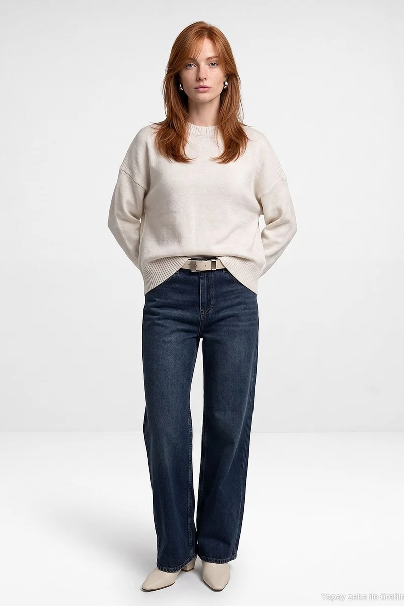 Dilvin Oatmeal Natural DILVIN Women's Knit Sweater for Women | Best Price UAE