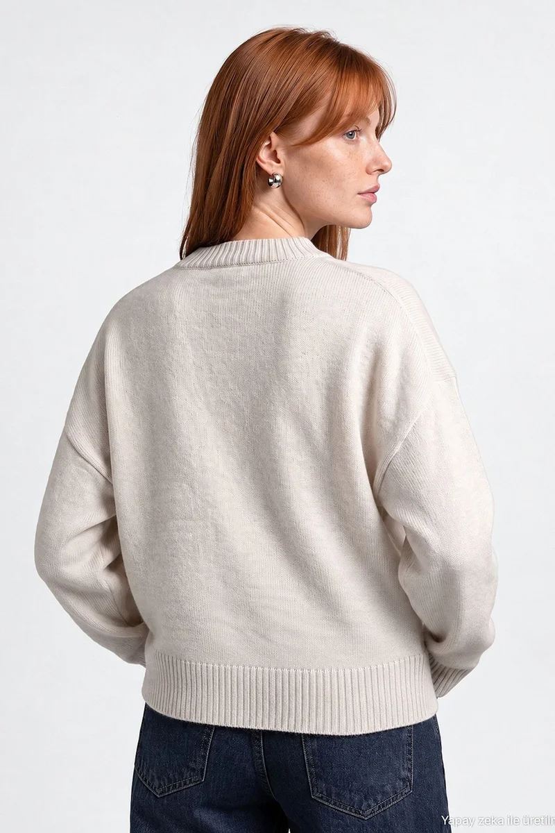 Dilvin Oatmeal Natural DILVIN Women's Knit Sweater for Women | Best Price UAE