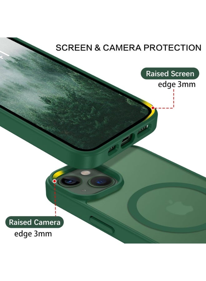 Magnetic for iPhone 13 Mini Case & iPhone 12 Mini Case,Compatible with MagSafe, Military Grade Dropproof Translucent Matte Hard Back Soft Edge Slim Phone Case iPhone 13/12 Mini , (Green) - Image 4