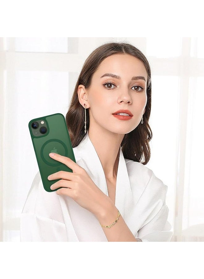Magnetic for iPhone 13 Mini Case & iPhone 12 Mini Case,Compatible with MagSafe, Military Grade Dropproof Translucent Matte Hard Back Soft Edge Slim Phone Case iPhone 13/12 Mini , (Green) - Image 2