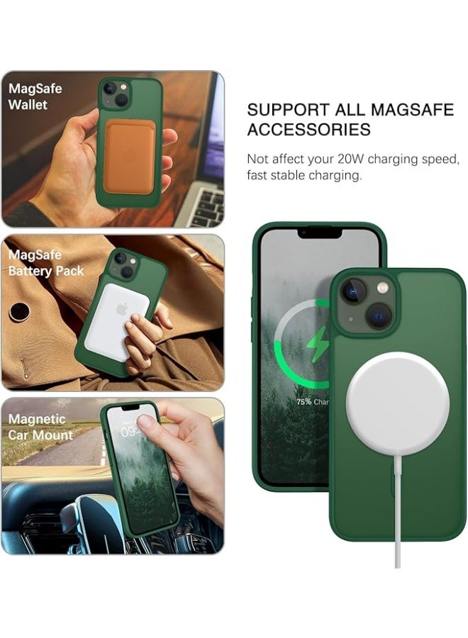 Magnetic for iPhone 13 Mini Case & iPhone 12 Mini Case,Compatible with MagSafe, Military Grade Dropproof Translucent Matte Hard Back Soft Edge Slim Phone Case iPhone 13/12 Mini , (Green) - Image 3