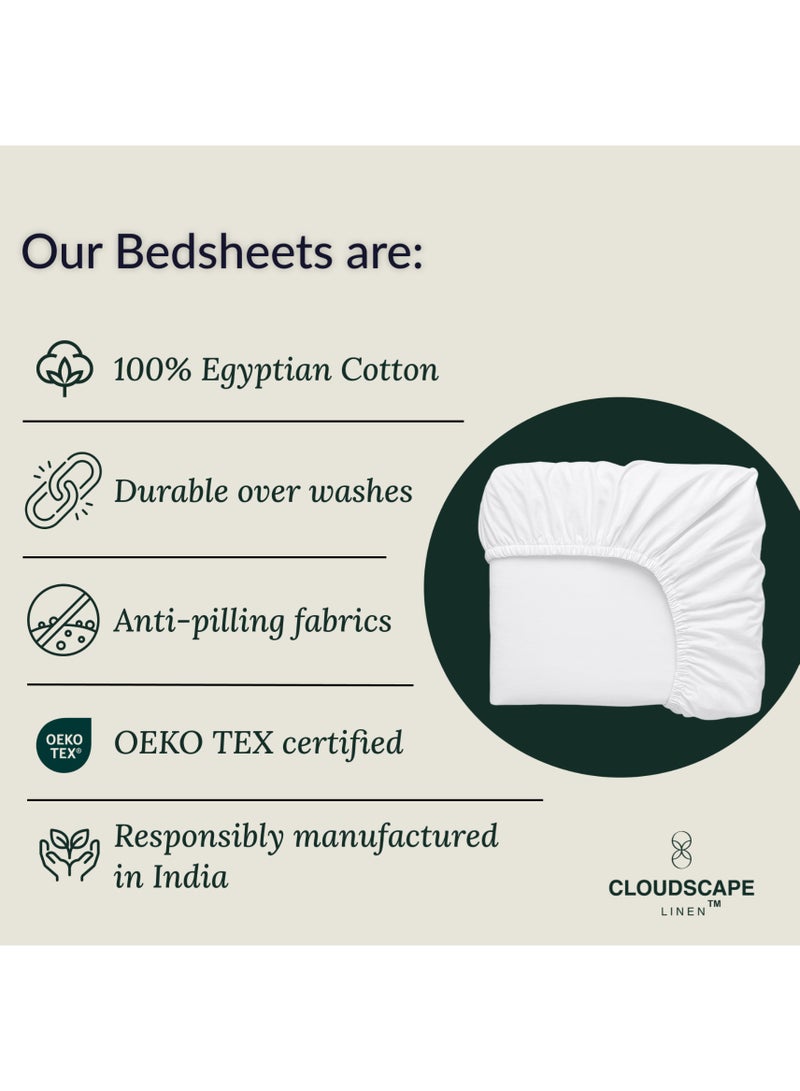 Cloud Scape Linen 600 Thread Count Egyptian Cotton Sheet Set( Queen, White) - Image 4