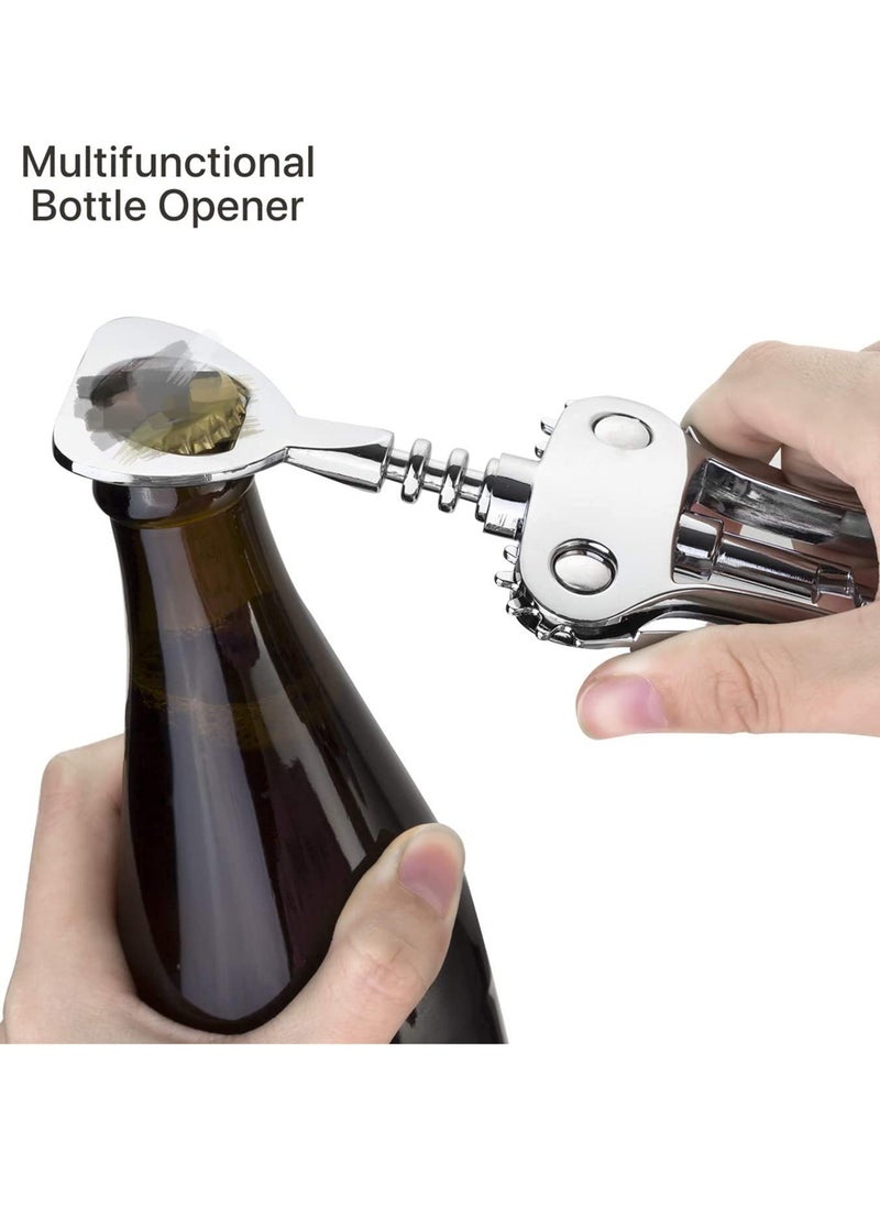Wine Opener, Zinc Alloy Premium Wing Corkscrew Wine Bottle Opener with Multifunctional Bottles Opener, Upgrade